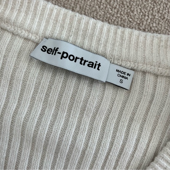 SELF-PORTRAIT Horizontal-Stripe Button-Fastening Cardigan - Picture 3 of 7